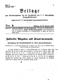 Verordnungsblatt für den Dienstbereich des K.K. Finanzministeriums für die im Reichsrate Vertretenen Königreiche und Länder 18630223 Seite: 1