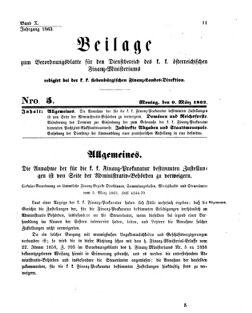 Verordnungsblatt für den Dienstbereich des K.K. Finanzministeriums für die im Reichsrate Vertretenen Königreiche und Länder 18630309 Seite: 1