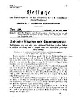 Verordnungsblatt für den Dienstbereich des K.K. Finanzministeriums für die im Reichsrate Vertretenen Königreiche und Länder 18630521 Seite: 1