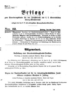 Verordnungsblatt für den Dienstbereich des K.K. Finanzministeriums für die im Reichsrate Vertretenen Königreiche und Länder 18630626 Seite: 1