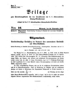 Verordnungsblatt für den Dienstbereich des K.K. Finanzministeriums für die im Reichsrate Vertretenen Königreiche und Länder 18630923 Seite: 1