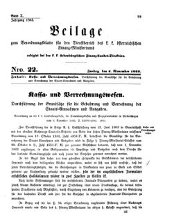 Verordnungsblatt für den Dienstbereich des K.K. Finanzministeriums für die im Reichsrate Vertretenen Königreiche und Länder 18631106 Seite: 1