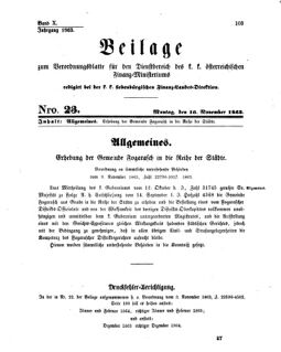 Verordnungsblatt für den Dienstbereich des K.K. Finanzministeriums für die im Reichsrate Vertretenen Königreiche und Länder 18631116 Seite: 1