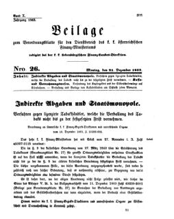 Verordnungsblatt für den Dienstbereich des K.K. Finanzministeriums für die im Reichsrate Vertretenen Königreiche und Länder 18631221 Seite: 1