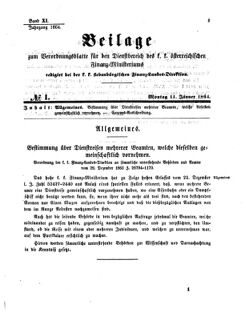 Verordnungsblatt für den Dienstbereich des K.K. Finanzministeriums für die im Reichsrate Vertretenen Königreiche und Länder 18640111 Seite: 1