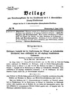 Verordnungsblatt für den Dienstbereich des K.K. Finanzministeriums für die im Reichsrate Vertretenen Königreiche und Länder 18640602 Seite: 1