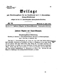 Verordnungsblatt für den Dienstbereich des K.K. Finanzministeriums für die im Reichsrate Vertretenen Königreiche und Länder 18640713 Seite: 1