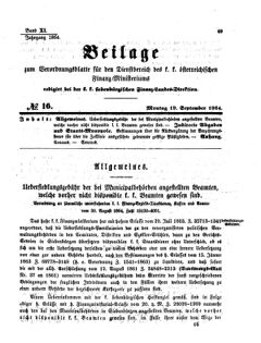 Verordnungsblatt für den Dienstbereich des K.K. Finanzministeriums für die im Reichsrate Vertretenen Königreiche und Länder 18640919 Seite: 1