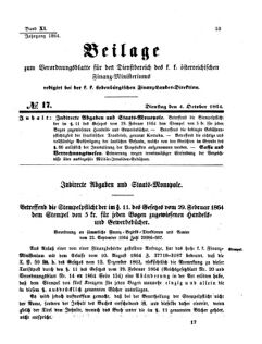 Verordnungsblatt für den Dienstbereich des K.K. Finanzministeriums für die im Reichsrate Vertretenen Königreiche und Länder 18641004 Seite: 1