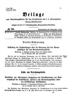 Verordnungsblatt für den Dienstbereich des K.K. Finanzministeriums für die im Reichsrate Vertretenen Königreiche und Länder 18641126 Seite: 1