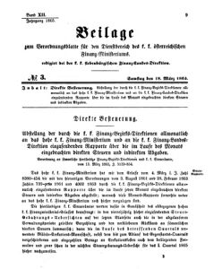 Verordnungsblatt für den Dienstbereich des K.K. Finanzministeriums für die im Reichsrate Vertretenen Königreiche und Länder 18650318 Seite: 1