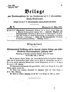 Verordnungsblatt für den Dienstbereich des K.K. Finanzministeriums für die im Reichsrate Vertretenen Königreiche und Länder 18650327 Seite: 1