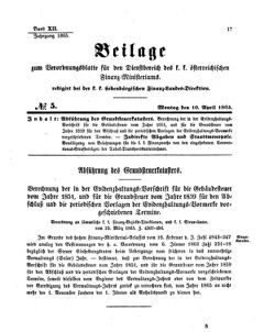 Verordnungsblatt für den Dienstbereich des K.K. Finanzministeriums für die im Reichsrate Vertretenen Königreiche und Länder 18650410 Seite: 1