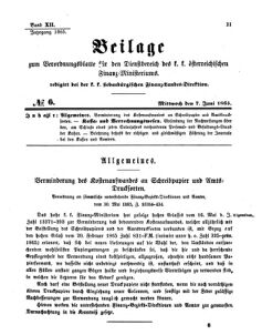 Verordnungsblatt für den Dienstbereich des K.K. Finanzministeriums für die im Reichsrate Vertretenen Königreiche und Länder 18650607 Seite: 1