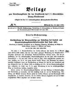 Verordnungsblatt für den Dienstbereich des K.K. Finanzministeriums für die im Reichsrate Vertretenen Königreiche und Länder 18650719 Seite: 1