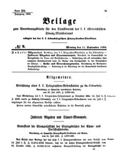 Verordnungsblatt für den Dienstbereich des K.K. Finanzministeriums für die im Reichsrate Vertretenen Königreiche und Länder 18650911 Seite: 1