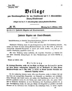 Verordnungsblatt für den Dienstbereich des K.K. Finanzministeriums für die im Reichsrate Vertretenen Königreiche und Länder 18651009 Seite: 1