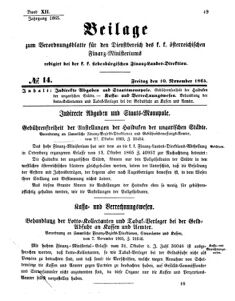 Verordnungsblatt für den Dienstbereich des K.K. Finanzministeriums für die im Reichsrate Vertretenen Königreiche und Länder 18651110 Seite: 1