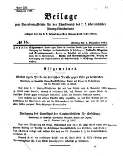 Verordnungsblatt für den Dienstbereich des K.K. Finanzministeriums für die im Reichsrate Vertretenen Königreiche und Länder 18651201 Seite: 1