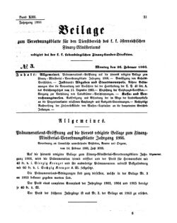 Verordnungsblatt für den Dienstbereich des K.K. Finanzministeriums für die im Reichsrate Vertretenen Königreiche und Länder 18660226 Seite: 1