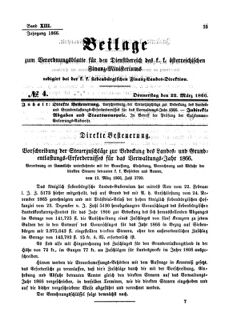 Verordnungsblatt für den Dienstbereich des K.K. Finanzministeriums für die im Reichsrate Vertretenen Königreiche und Länder 18660322 Seite: 1