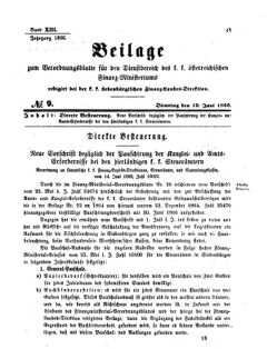 Verordnungsblatt für den Dienstbereich des K.K. Finanzministeriums für die im Reichsrate Vertretenen Königreiche und Länder 18660619 Seite: 1