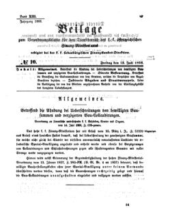 Verordnungsblatt für den Dienstbereich des K.K. Finanzministeriums für die im Reichsrate Vertretenen Königreiche und Länder 18660713 Seite: 1