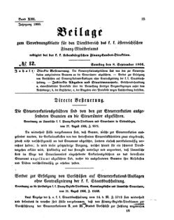 Verordnungsblatt für den Dienstbereich des K.K. Finanzministeriums für die im Reichsrate Vertretenen Königreiche und Länder 18660908 Seite: 1