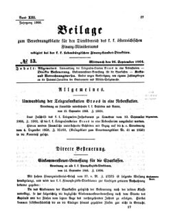 Verordnungsblatt für den Dienstbereich des K.K. Finanzministeriums für die im Reichsrate Vertretenen Königreiche und Länder 18660926 Seite: 1