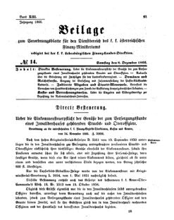 Verordnungsblatt für den Dienstbereich des K.K. Finanzministeriums für die im Reichsrate Vertretenen Königreiche und Länder 18661208 Seite: 1