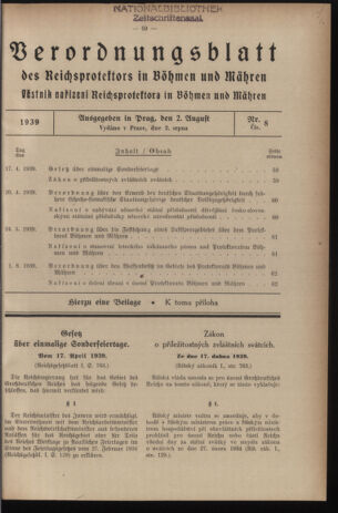 Verordnungsblatt des Reichsprotektors in Böhmen und Mähren: = Věstník nařízení Reichsprotektora in Böhmen und Mähren