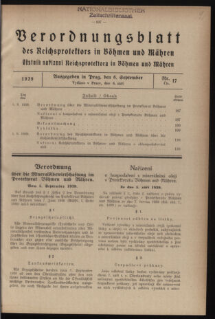 Verordnungsblatt des Reichsprotektors in Böhmen und Mähren: = Věstník nařízení Reichsprotektora in Böhmen und Mähren