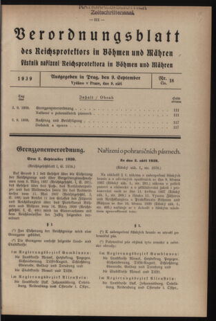 Verordnungsblatt des Reichsprotektors in Böhmen und Mähren: = Věstník nařízení Reichsprotektora in Böhmen und Mähren