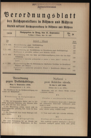 Verordnungsblatt des Reichsprotektors in Böhmen und Mähren: = Věstník nařízení Reichsprotektora in Böhmen und Mähren