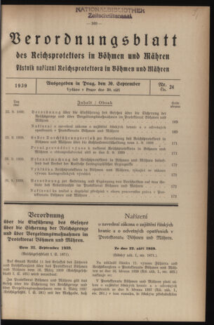 Verordnungsblatt des Reichsprotektors in Böhmen und Mähren: = Věstník nařízení Reichsprotektora in Böhmen und Mähren