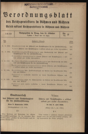 Verordnungsblatt des Reichsprotektors in Böhmen und Mähren: = Věstník nařízení Reichsprotektora in Böhmen und Mähren