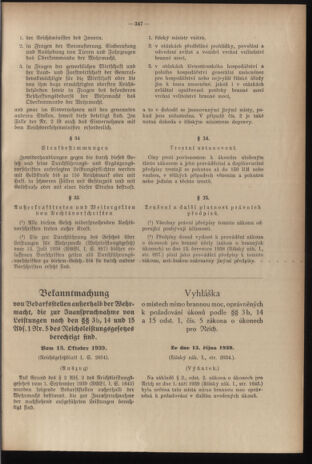 Verordnungsblatt des Reichsprotektors in Böhmen und Mähren: = Věstník nařízení Reichsprotektora in Böhmen und Mähren 19391215 Seite: 23