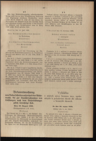 Verordnungsblatt des Reichsprotektors in Böhmen und Mähren: = Věstník nařízení Reichsprotektora in Böhmen und Mähren 19391215 Seite: 3