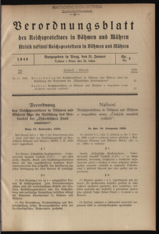 Verordnungsblatt des Reichsprotektors in Böhmen und Mähren: = Věstník nařízení Reichsprotektora in Böhmen und Mähren