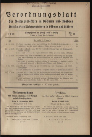 Verordnungsblatt des Reichsprotektors in Böhmen und Mähren: = Věstník nařízení Reichsprotektora in Böhmen und Mähren