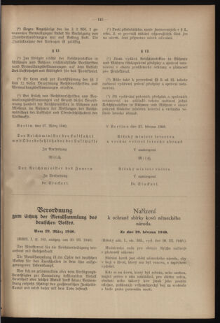 Verordnungsblatt des Reichsprotektors in Böhmen und Mähren: = Věstník nařízení Reichsprotektora in Böhmen und Mähren 19400410 Seite: 15