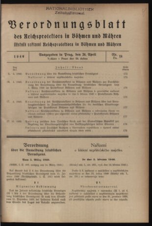 Verordnungsblatt des Reichsprotektors in Böhmen und Mähren: = Věstník nařízení Reichsprotektora in Böhmen und Mähren