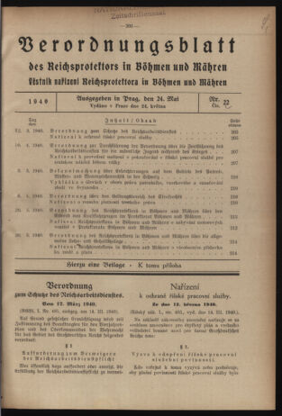 Verordnungsblatt des Reichsprotektors in Böhmen und Mähren: = Věstník nařízení Reichsprotektora in Böhmen und Mähren