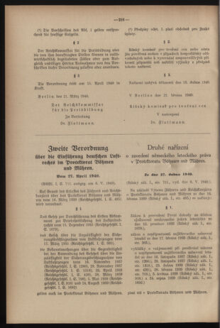 Verordnungsblatt des Reichsprotektors in Böhmen und Mähren: = Věstník nařízení Reichsprotektora in Böhmen und Mähren 19400601 Seite: 2