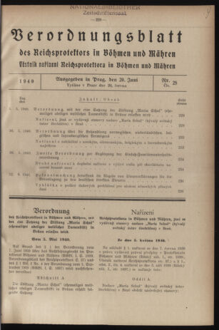 Verordnungsblatt des Reichsprotektors in Böhmen und Mähren: = Věstník nařízení Reichsprotektora in Böhmen und Mähren