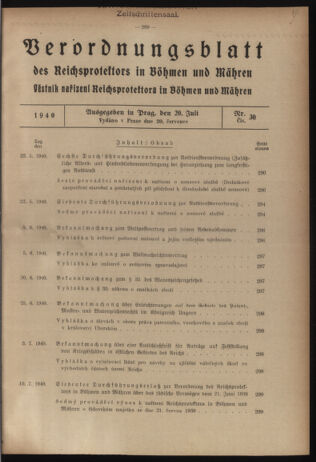 Verordnungsblatt des Reichsprotektors in Böhmen und Mähren: = Věstník nařízení Reichsprotektora in Böhmen und Mähren 19400720 Seite: 1