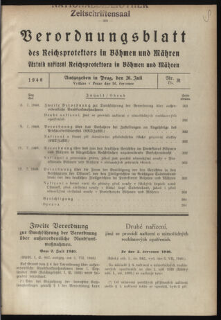 Verordnungsblatt des Reichsprotektors in Böhmen und Mähren: = Věstník nařízení Reichsprotektora in Böhmen und Mähren