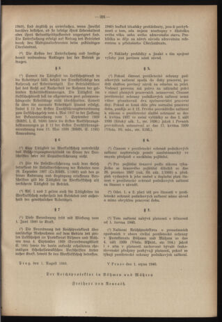 Verordnungsblatt des Reichsprotektors in Böhmen und Mähren: = Věstník nařízení Reichsprotektora in Böhmen und Mähren 19400806 Seite: 17