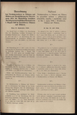 Verordnungsblatt des Reichsprotektors in Böhmen und Mähren: = Věstník nařízení Reichsprotektora in Böhmen und Mähren 19400921 Seite: 19