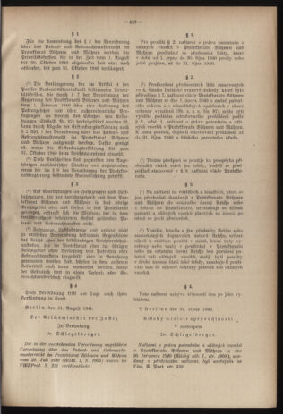 Verordnungsblatt des Reichsprotektors in Böhmen und Mähren: = Věstník nařízení Reichsprotektora in Böhmen und Mähren 19400921 Seite: 3